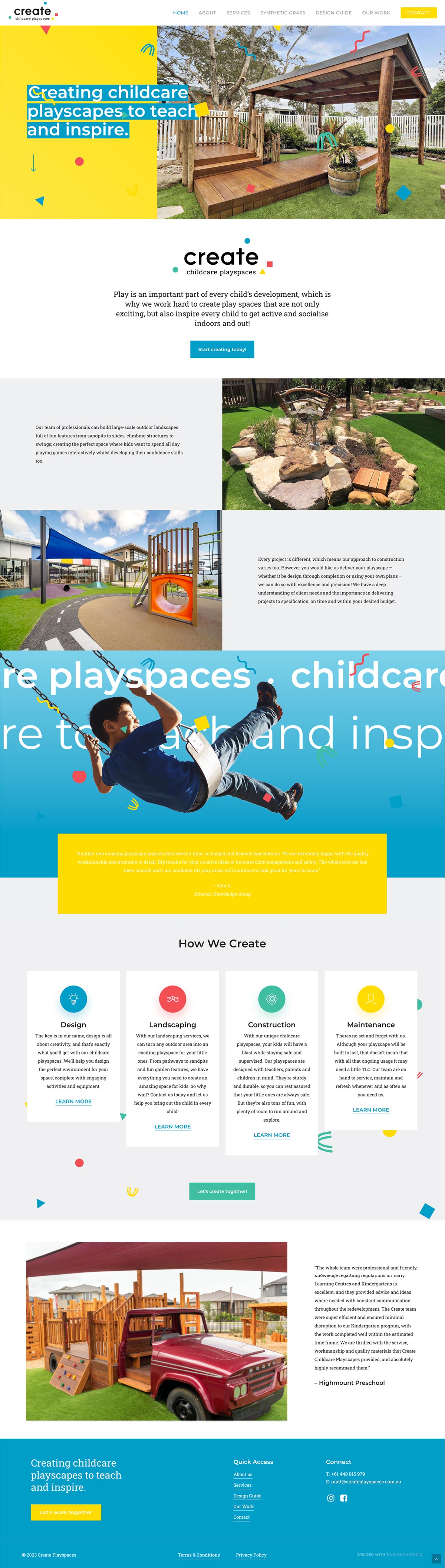 Create Playspaces Website Design