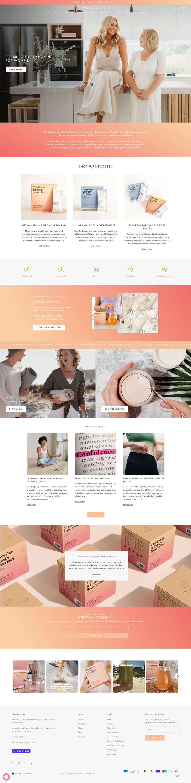 Pure Goddess Website Design